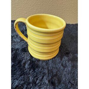 Starbucks Yellow Ribbed Ceramic Coffee Mug 2005 Edition